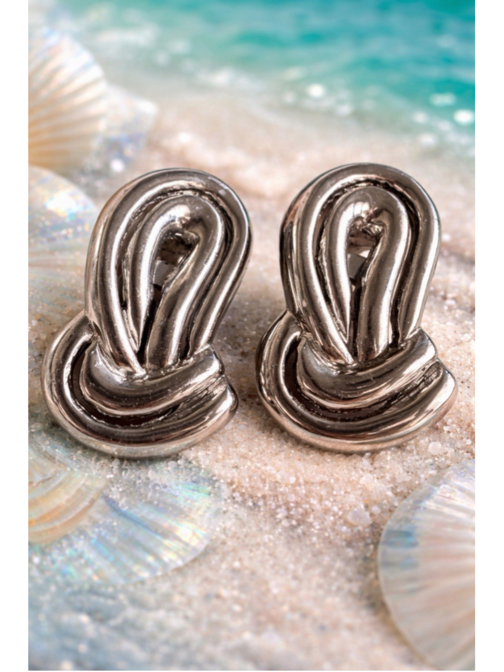 Vintage YSL Yves Saint Laurent Clip On Earrings Silver Tone Abstract Signed - Picture 4 of 6
